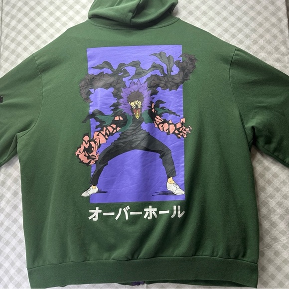 My Hero Academia Mens Hoodie Green Long Sleeves Graphic Back Full Zip Size 3XL - Picture 2 of 7